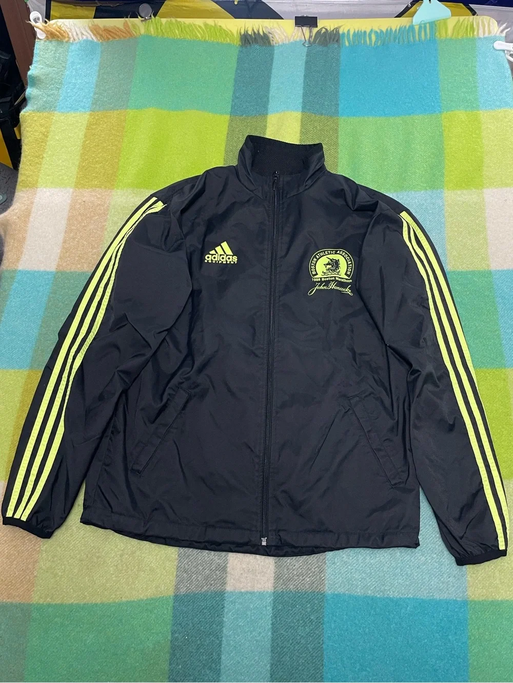 Vintage 1998 Adidas Equipment Boston Marathon Full Zip Black Jacket Men’s